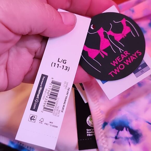 No Boundaries Junior's Large Tie Front Triangle Bikini Swim Suit Set - New - Picture 4 of 8